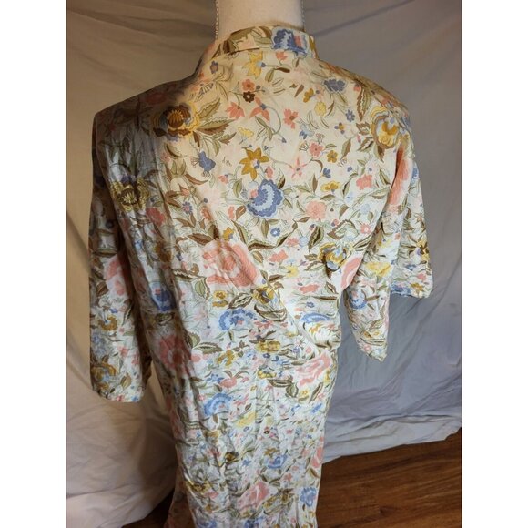 SMITHSONIAN INSTITUTION Cream Japanese Kimono Caftan Robe Floral Print Size‎ M? - Picture 5 of 6
